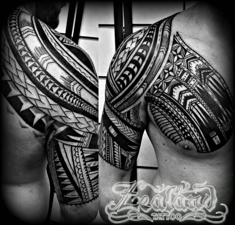 Samoan Chest Arm Tattoo Zealand Tattoo   Samoan Chest Arm Tattoo 768x735 